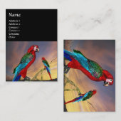 HYPER PARROS / ROTE ARA, schwarz Visitenkarte (Vorne/Hinten)