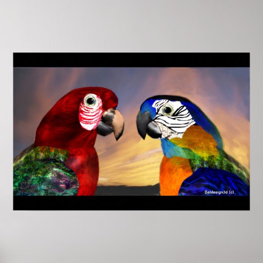 HYPER PARROS / ROTE UND BLAUE ARA POSTER (Vorne)
