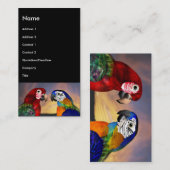 HYPER PARROS / ROTE UND BLAUE ARA, schwarz Visitenkarte (Vorne/Hinten)