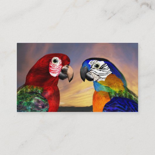HYPER PARROS / ROTE UND BLAUE ARA VISITENKARTE (Rückseite)