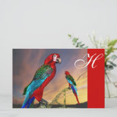 HYPER PARROS / ROTES ARA-MONOGRAM BRIEFPAPIER (Stehend Vorderseite)