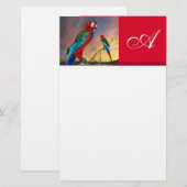 HYPER PARROS / ROTES ARA-MONOGRAMM, weiß Briefpapier (Vorne/Hinten)
