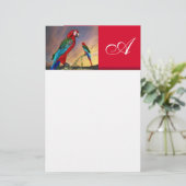 HYPER PARROS / ROTES ARA-MONOGRAMM, weiß Briefpapier (Stehend Vorderseite)