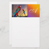 HYPER PARROS / ROTES ARA-MONOGRAMM, weiß Briefpapier (Vorne/Hinten)