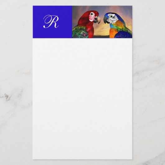 HYPER PARROS / ROTES UND BLAUES ARA MONOGRAM BRIEFPAPIER (Vorderseite)