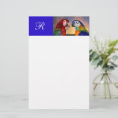 HYPER PARROS / ROTES UND BLAUES ARA MONOGRAM BRIEFPAPIER (Stehend Vorderseite)