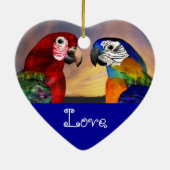 HYPER PARROTS BLUE SAPPHIRE GEM MONOGRAM Liebe Keramik Ornament (Hinten)