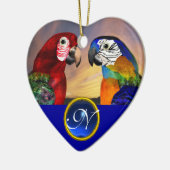 HYPER PARROTS BLUE SAPPHIRE GEM MONOGRAM Liebe Keramikornament (Links)