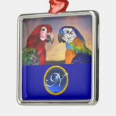 HYPER PARROTS BLUE SAPPHIRE GEM MONOGRAM Liebe Silbernes Ornament (Links)