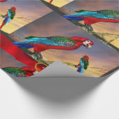 HYPER PARROTS /RED ARA MIT RIBBONS GESCHENKPAPIER (Ecke)