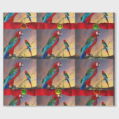 HYPER PARROTS /RED ARA MIT RIBBONS GESCHENKPAPIER (Flach)