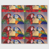 HYPER PARROTS /RED UND BLAUE ARA MIT RIBBONEN GESCHENKPAPIER (Flach)