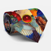 HYPER PARROTS /RED UND BLAUE ARA ,RUBY GEMSTONS KRAWATTE (Gerollt)