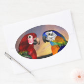 HYPER PARROTS / ROTES UND BLAUES ARA Ovale Ovaler Aufkleber (Umschlag)
