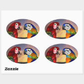 HYPER PARROTS / ROTES UND BLAUES ARA Ovale Ovaler Aufkleber (Blatt)