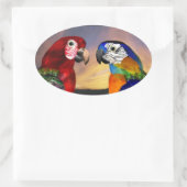 HYPER PARROTS / ROTES UND BLAUES ARA Ovale Ovaler Aufkleber (Tasche)