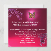 HYPER PARROTS / Zweite Geburtstagsparty, Fuchsia Einladung (Rückseite)