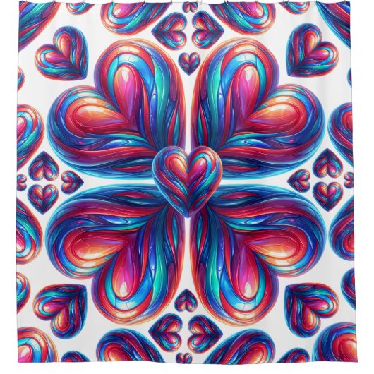 Hyper Plastic Hearts Duschvorhang (Vorderseite)