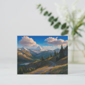 Hyper-Realistische Berglandschaft Ölgemälde Postkarte (Stehend Vorderseite)