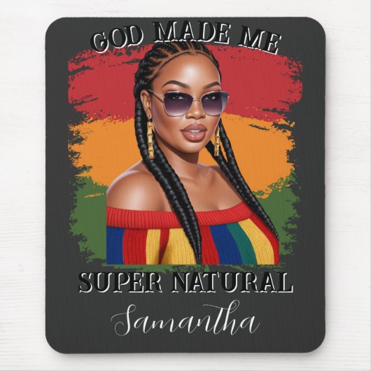 Hyper realistische kurvige schwarze Frau, schwarze Mousepad (Vorne)