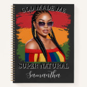 Hyper realistische kurvige schwarze Frau, schwarze Notizblock (Vorderseite)