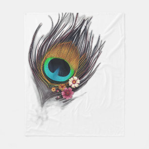 Hyper-Realistisches Pfauenfest mit floralem Patter Fleecedecke