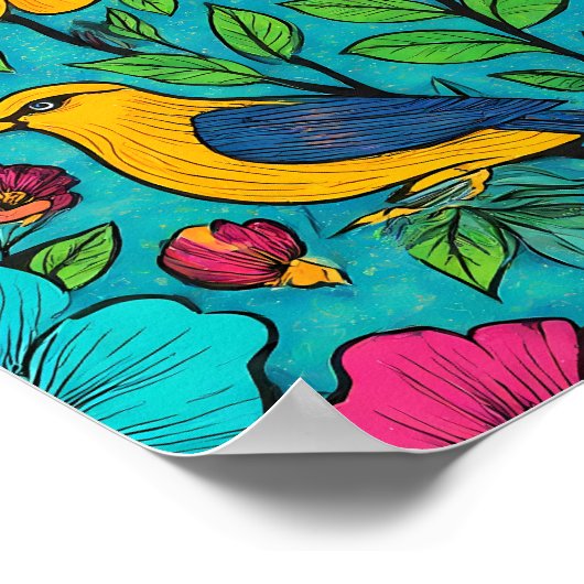 Hyper-Saturated Neon Pop Art Fabric Pattern Poster (Ecke)