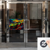 hyper-stilisiertes Rennauto Fensteraufkleber (Büro Tür)