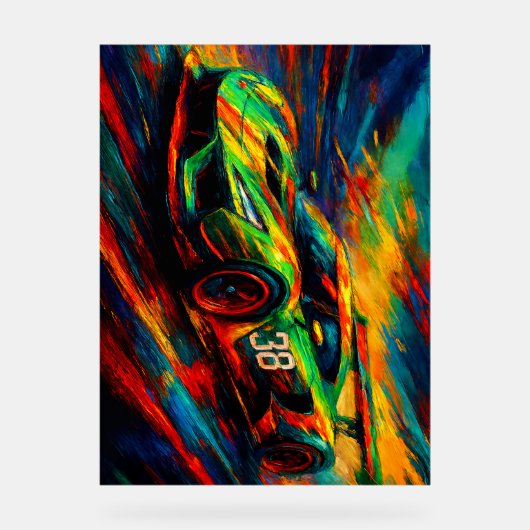hyper-stilisiertes Rennfahrzeug Acrylschild (Vorderseite)