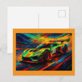 hyper-stilisiertes Rennfahrzeug Postkarte (Vorne/Hinten)