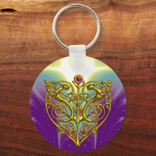 HYPER VALENTIN/GOLD-ZELLTIKKEIN HERZ IN LILA SCHLÜSSELANHÄNGER (Rückseite)