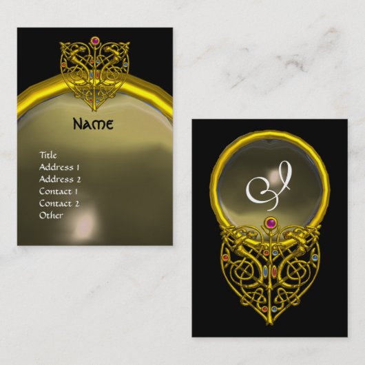 HYPER VALENTINE AGATE MONOGRAM, grau, gelb Visitenkarte (Vorne/Hinten)