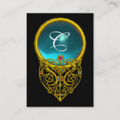 HYPER VALENTINE AQUAMARINE MONOGRAM Gelb blau Visitenkarte (Rückseite)