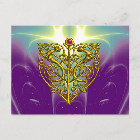HYPER VALENTINE / Gold Celtic Heart Feiertagspostkarte (Vorderseite)