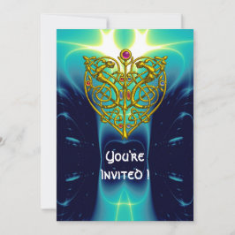 HYPER VALENTINE/GOLD CELTIC HEART Hellblau Einladung