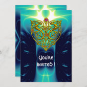 HYPER VALENTINE/GOLD CELTIC HEART Hellblau Einladung (Vorne/Hinten)