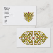 HYPER VALENTINE Gold Celtic Knot Hearts Visitenkarte (Vorne/Hinten)