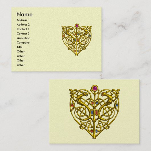 HYPER VALENTINE, GOLD CELTIC KNOW HERZ Elfenbein Visitenkarte (Vorne/Hinten)