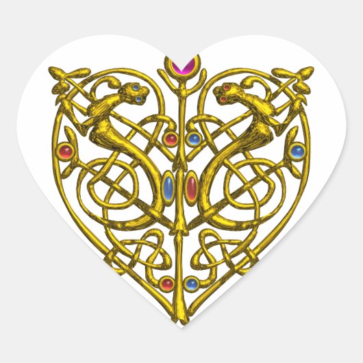 HYPER VALENTINE/GOLD CELTIC KNOW HERZ MIT GEMS Herz-Aufkleber (Vorderseite)