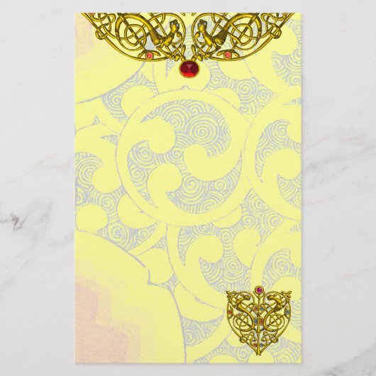 HYPER VALENTINE Gold Keltische Knochen Gelbe Wirbe Briefpapier (Vorderseite)