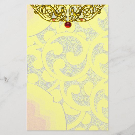 HYPER VALENTINE Gold Keltische Knochen Gelbe Wirbe Briefpapier (Rückseite)