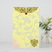 HYPER VALENTINE Gold Keltische Knochen Gelbe Wirbe Briefpapier (Stehend Vorderseite)