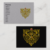 HYPER VALENTINE, GOLD ZELLTIKKNOTEN HERZ Schwarz Visitenkarte (Vorne/Hinten)