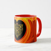 HYPER VALENTINE, GOLD ZELLTIKKNOTEN HERZOrange Tasse (VorderseiteRechts)
