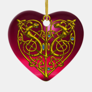 HYPER VALENTINE HEART Red Ruby and Green Emerald Keramikornament