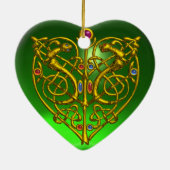 HYPER VALENTINE HEART Red Ruby and Green Emerald Keramikornament (Hinten)