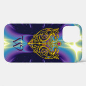HYPER VALENTINE MONOGRAM/GOLD HERZ IN LILA BLAU Case-Mate iPhone HÜLLE (Rückseite (Horizontal))