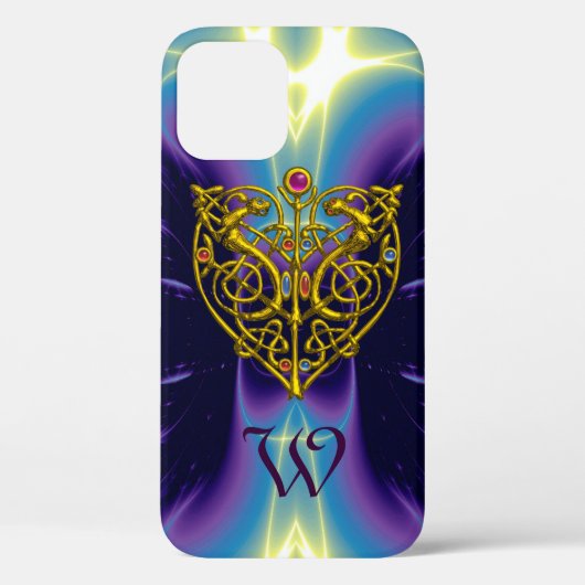 HYPER VALENTINE MONOGRAM/GOLD HERZ IN LILA BLAU Case-Mate iPhone HÜLLE (Rückseite)