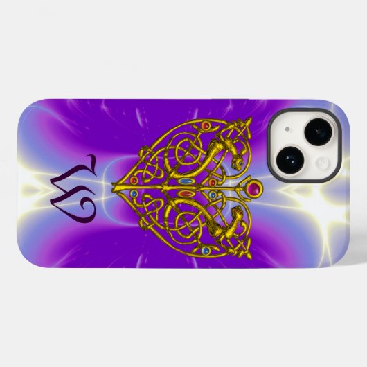 HYPER VALENTINE MONOGRAMM Pink Fuchsia Lila Case-Mate iPhone Hülle (Rückseite (Horizontal))