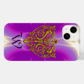 HYPER VALENTINE MONOGRAMM Pink Fuchsia Lila Case-Mate iPhone Hülle (Rückseite (Horizontal))